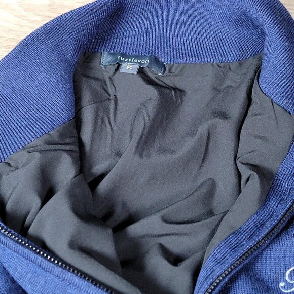 Turtleson Sweater Mens Small Navy Blue Lined Merino 1/4 Zip Marine Lawn MFI4S02 - Picture 9 of 16